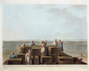 मिस्र, गीज़ा के पहले पिरामिड का शीर्ष, लुइगी मेयर . के "दृश्य" से उकेरा गया द्वारा लुइगी मेयर