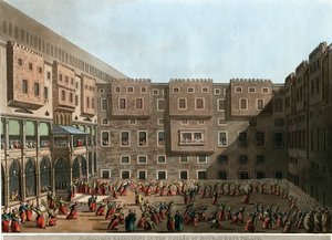"" मुराद बे के महल के चौक में व्यायाम करते मामलुक) लुइगी मेयर (1755-1803) द्वारा लिथोग्राफ - 1802 आकार 22.9x31.6 सेमी निजी संग्रह द्वारा लुइगी मेयर