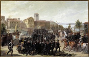 पीडमोंटिस द्वारा पेस्चिएरा डेल गार्डा शहर पर कब्जा, 30 मई 1848 (कैनवास पर तेल)