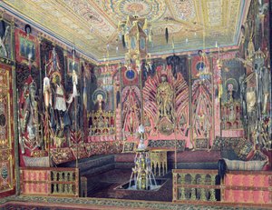 Tsarskoye Selo, C.1850 (कागज पर सफेद रंग) में कैथरीन पैलेस में अरब हॉल