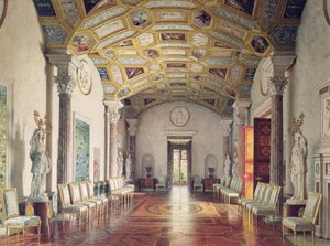 1859 के Tsarskoye Selo में कैथरीन पैलेस में ग्रेट अगेट हॉल, (कागज पर डब्ल्यूसी सफेद रंग)