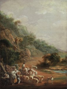 "" सीन एवेक विलोइस "" (ग्रामीणों के साथ दृश्य) लुइस पारेट वाई अलकज़ार (1746-1799) द्वारा पेंटिंग - 1786 - कैनवास पर तेल - डिम 48x37,2 सेमी म्यूजियो डे बेलस आर्टेस डी बिलबाओ