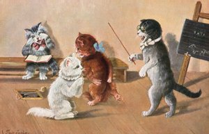 विनोदी बिल्ली पोस्टकार्ड (रंगीन लिथो) द्वारा लुईस स्क्रोप्लर