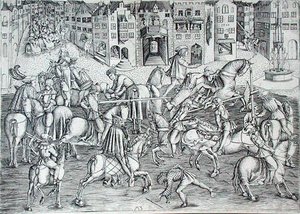 टूर्नामेंट, c.1500 (उत्कीर्णन) द्वारा एमजेड मास्टर