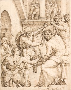 मसीह कांटों का ताज पहनाया जा रहा है द्वारा Maarten van Heemskerck