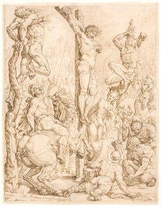 क्रूस पर मसीह, चोरों के बीच द्वारा Maarten van Heemskerck