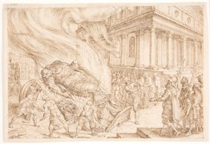 येहू ने बाल के मंदिर को नष्ट कर दिया द्वारा Maarten van Heemskerck