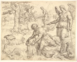 टोबियास टाइग्रिस नदी में मछली पकड़ रहा है द्वारा Maarten van Heemskerck