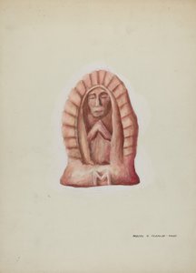 पत्थर में कटी ग्वाडालूप की छोटी मूर्ति, c. 1937. द्वारा माजेल जी. क्लाफलिन