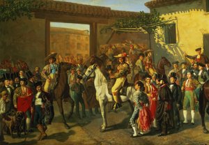 बुलफाइट, मैड्रिड, 1853 (विस्तार) से पहले बुलरिंग द्वारा एक आंगन में घोड़े द्वारा मैनुअल कैस्टेलानो