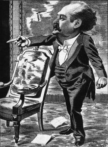 जोस डुपुइस (1831-1900), अभिनेता, फंतासी हास्य अभिनेता। कार्टूनिस्ट मैनुअल ल्यूक द्वारा कार्टून। 1886 के "द कार्टून" में। द्वारा मैनुअल ल्यूक