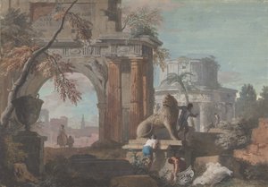 रोमन खंडहर के साथ Capriccio, ca. 1700-1730।
