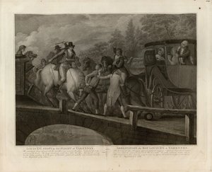 22 जून, 1791, 1796 को वेरेन्स में लुई सोलहवें और उनके परिवार की गिरफ्तारी। द्वारा मारियानो बोविक