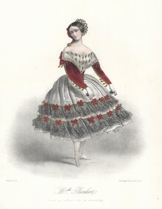 ला मनोला डे ला फेवरेट में बेल्जियम बैले डांसर एडलिन प्लंकेट, c1860 (कलर लिथो) द्वारा मैरी अलेक्जेंड्रे (बाद में) अलोफी