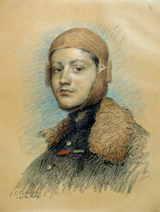 जॉर्जेस गाइनेमर का पोर्ट्रेट (1894-1917), फ्रांसीसी युद्ध पायलट। फरवरी 1916 का आरेखण। मैरी लुईस कैथरीन ब्रेसलाऊ (1856-1928) ec.suis द्वारा आरेखण।