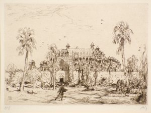 शीर्षकहीन [उत्तरी अफ्रीका में महल] (नक़्क़ाशी) द्वारा मारियस अलेक्जेंडर जैक्स बाउर