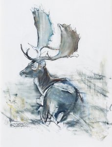 बक इन द ग्रास, 2006 (कागज पर चारकोल पूर्ववत) द्वारा मार्क एडलिंगटन