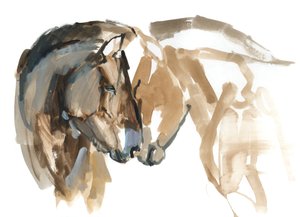 नाक से नाक (Przewalski), 2013 (sennelier ink, watercolor and gouache) द्वारा मार्क एडलिंगटन