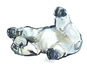 स्नो रब (ध्रुवीय भालू), 2013 (कागज पर वाटर कलर और गौचे) द्वारा मार्क एडलिंगटन