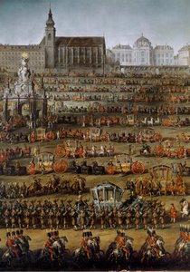 05/10/1760 विस्तार से सम्राट जोसेफ द्वितीय के साथ अपनी शादी के अवसर पर पर्मा की राजकुमारी इसाबेला के वियना में आगमन। (चित्र) द्वारा मार्टिन (स्टूडियो) मायटेंस या मेयटेन्स