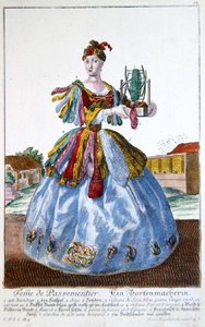 सॉफ्ट फर्निशर की पत्नी, c.1735 (रंग उत्कीर्णन) द्वारा मार्टिन एंजेलब्रेट