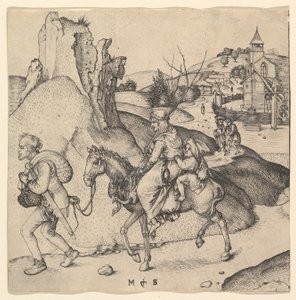 किसान परिवार बाजार जा रहा है, ca. 1435-1491। द्वारा मार्टिन शॉन्गॉउर