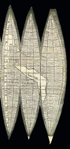 स्थलीय ग्लोब गोरों के एक सेट के रूप में विश्व मानचित्र, 1507