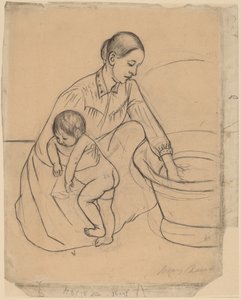 द बाथ [रेक्टो], 1890-1891। द्वारा मैरी कसाट