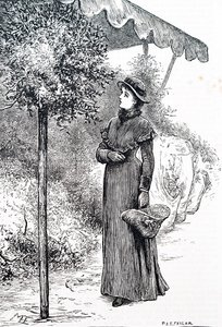 क्रिसमस की सजावट के लिए होली खरीदती एक महिला। मैरी एलेन एडवर्ड्स (1838-1934) द्वारा एक अंग्रेजी कलाकार द्वारा मैरी एलेन एडवर्ड्स