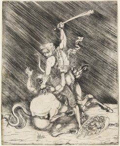 हरक्यूलिस और कैकस, c.1505-1520 (ड्रायपॉइंट-तरीके से नक़्क़ाशी) द्वारा 1515 के मास्टर