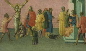 संन्यासी की शहादत, 1400-50 (पैनल पर गुस्सा और सोने की पत्ती) द्वारा सेंट जुलिटा और सेंट क्विरिकस के मास्टर सेंट जुलिटा और सेंट क्विरिकस के मास्टर