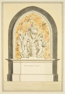 श्रीमती एलिजाबेथ ड्रेपर का मकबरा, ब्रिस्टल कैथेड्रल में 1835 में मृत्यु हो गई (कागज पर पानी के रंग का) द्वारा ब्रिस्टल चर्च स्मारकों के मास्टर