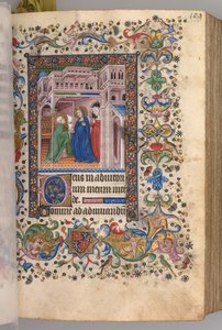 ऑवर्स ऑफ द चार्ल्स नोबल, किंग ऑफ नवरे 1361-1425: फॉल। 55r, द विज़िटेशन लाउड्स, सी। 1405। द्वारा ब्रसेल्स के प्रारंभिक और एसोसिएट्स के मास्टर