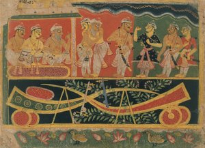 नंदा और वासुदेव: एक बिखरा हुआ भागवत पुराण का पृष्ठ..., सीए। 1520-30। द्वारा बिखरे हुए भागवत पुराण के मास्टर।