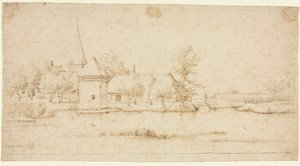 एक खाई वाले गांव के साथ लैंडस्केप, 1559-1561। द्वारा छोटे परिदृश्य के मास्टर