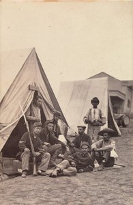[22 वें न्यूयॉर्क राज्य मिलिशिया, हार्पर फेरी, वर्जीनिया के सैनिकों के साथ शिविर दृश्य], 1862।