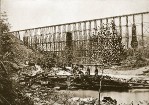 फ़ॉलिंग वॉटर ब्रिज, नैशविले और चट्टानोगा रेलमार्ग 1861-65 द्वारा मैथ्यू बी ब्रैडी