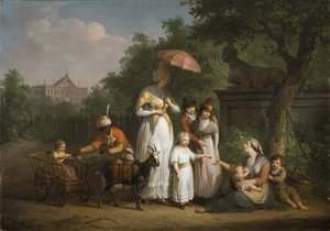 ब्री, मैथ्यू इग्नेस वैन (1773-1839) द्वारा एक कुलीन परिवार एक पार्क में भिक्षा वितरित करता है - एक पार्क में एक महान परिवार वितरित करता है। लकड़ी पर तेल