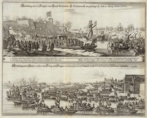 1662 में ब्रिटेन में रॉयल्स के लिए भीड़ इकट्ठा हुई द्वारा मटौज द यंगर मेरियन
