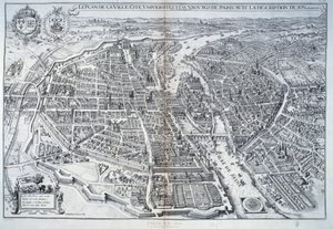 1615 में पेरिस की योजना। मैथ्यू मेरियन द्वारा उत्कीर्णन