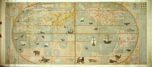 विश्व के असंख्य देशों का कुन्यू वंगुओ क्वांटू मानचित्र, 1602। द्वारा Matteo Ricci