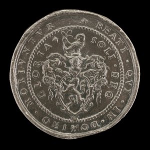 शस्त्र और शिलालेख [रिवर्स], 1592। द्वारा मैथ्यू कार्ल