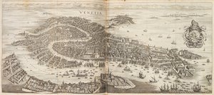 वेनिस का पैनोरमा। जोहान लुडविग गॉटफ्राइड, 1646 द्वारा न्यू आर्कोन्टोलोजिया कॉस्मिका से।