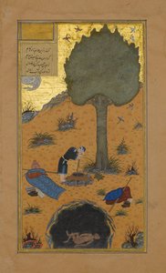 कैसे एक ब्रैगगार्ट एक कुएं में डूब गया था, एक हफ्त पैकर से फोलियो 33v..., ca. 1430. द्वारा मौलाना अज़हरी