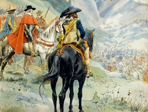 फ्रांस का इतिहास: तीस वर्षीय युद्ध के दौरान मंटुआ के उत्तराधिकार का युद्ध (1628-1631)। राजा लुई XIII (1601-1643) और कार्डिनल रिशेल्यू (आर्मंड जीन डु प्लेसिस) का प्रतिनिधित्व करने वाले पास डी सूज़ (सुसा) की लड़ाई द्वारा मौरिस लेलोइर