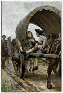 ले हावरे के रास्ते पर - फ्रांसीसी लेखक ल'एबे प्रीवोस्ट (1697-1763) द्वारा "हिस्ट्री ऑफ़ मैनन लेस्कॉट एंड द शेवेलियर डेस ग्रिएक्स" में। मौरिस लेलोइर (1885) द्वारा चित्र के बाद उत्कीर्णन। द्वारा मौरिस लेलोइर