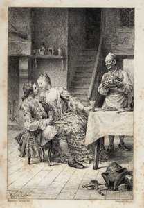 ल'एबे प्रीवोस्ट (1697-1763), फ्रांसीसी लेखक द्वारा "हिस्ट्री ऑफ़ मैनन लेस्कॉट एंड द शेवेलियर डेस ग्रिएक्स" में। मौरिस लेलोइर (1885) द्वारा चित्र के बाद उत्कीर्णन। द्वारा मौरिस लेलोइर