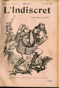 "L'Indiscret" का कवर, B & W . में व्यंग्य द्वारा मौरिस रेडिगेट