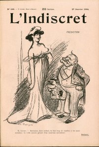 "" L'Indiscret" का कवर, संख्या 106, B & W . में व्यंग्य द्वारा मौरिस रेडिगेट