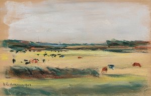 गायों के चरने के साथ लैंडस्केप। 1908 द्वारा मैक्स लिबरमैन